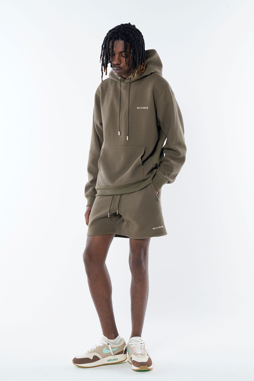 値下げ】MLVINCE / waffle hoodie olive - トップス