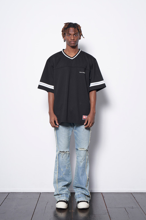 S/S FOOTBALL SHIRT - BLACK - MLVINCE