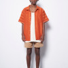 STRIPE LACE S/S SHIRTS - ORANGE