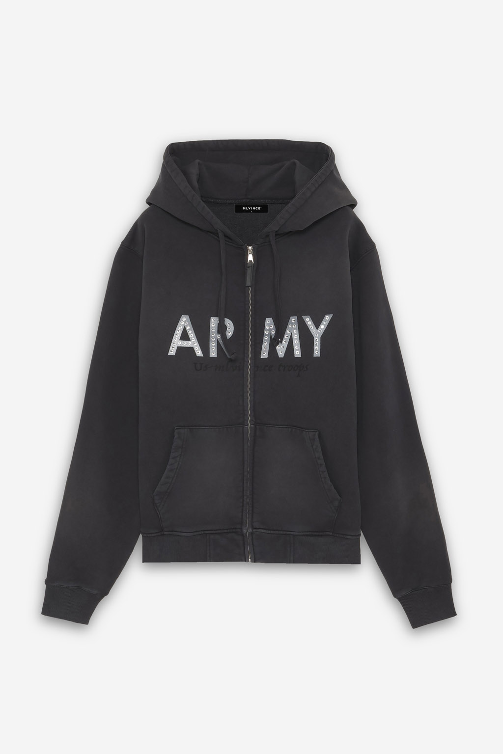 ARMY ZIP HOODY - BLACK - Image 2