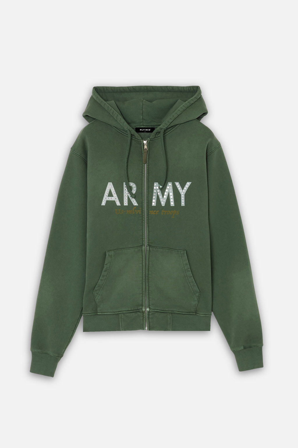 ARMY ZIP HOODY - GREEN - Image 2