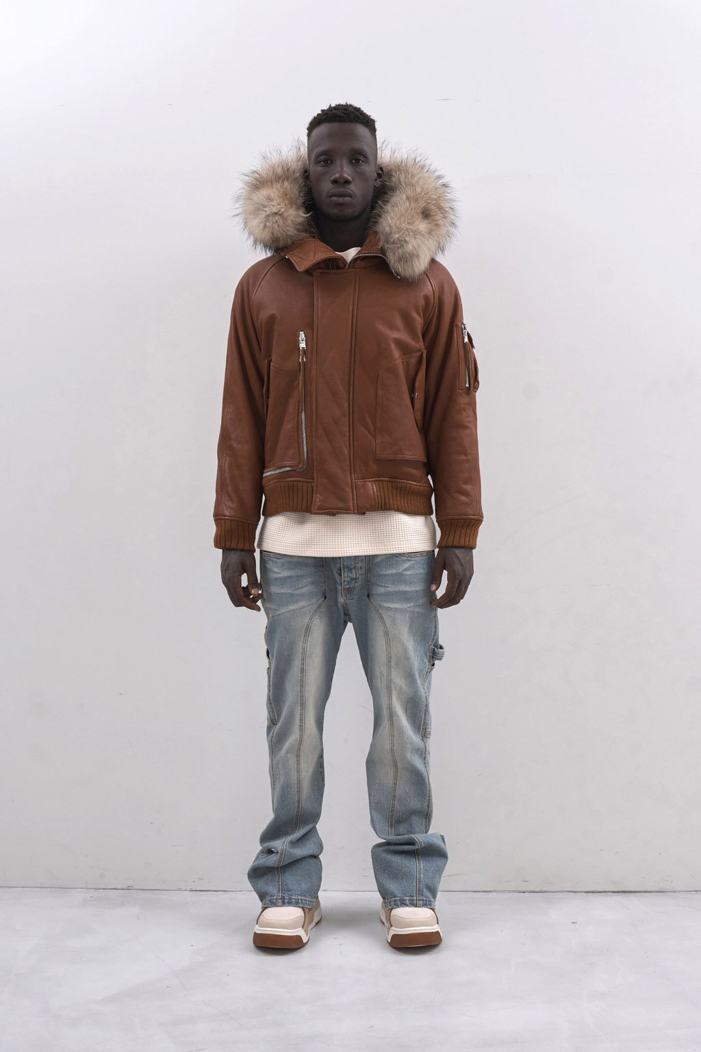 LEATHER N-2B JACKET - BROWN