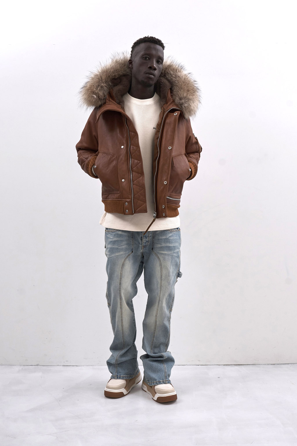 LEATHER N-2B JACKET - BROWN - 画像 (6)