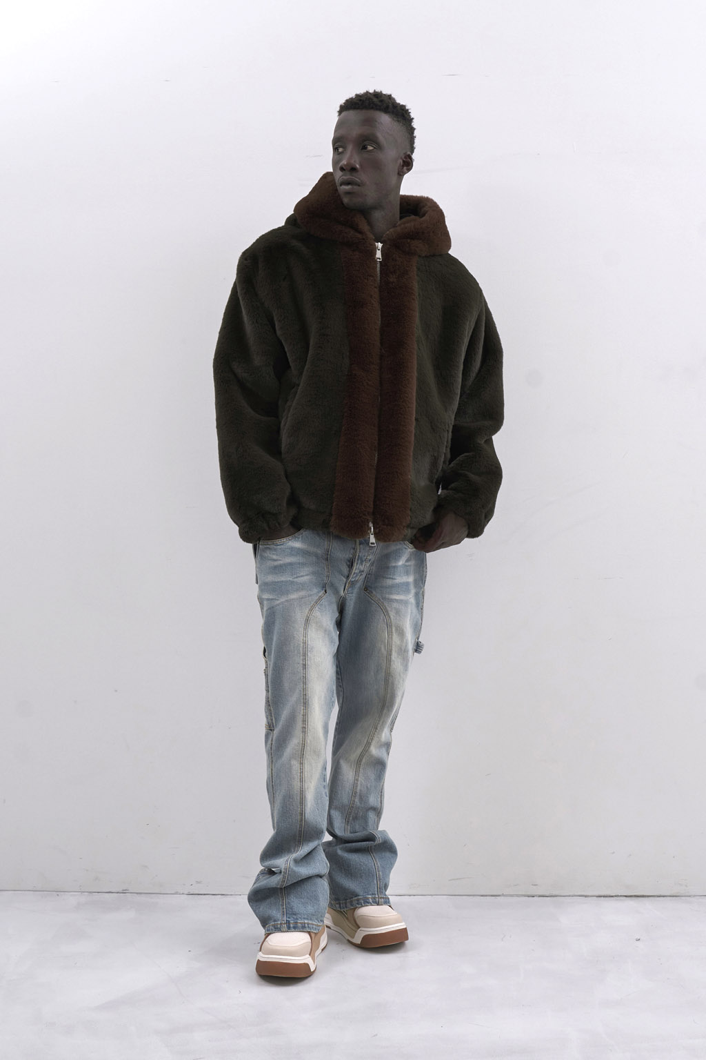 FAUX FUR JACKET - OLIVE - Image 6