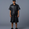LEATHER S/S SHIRT - BLACK