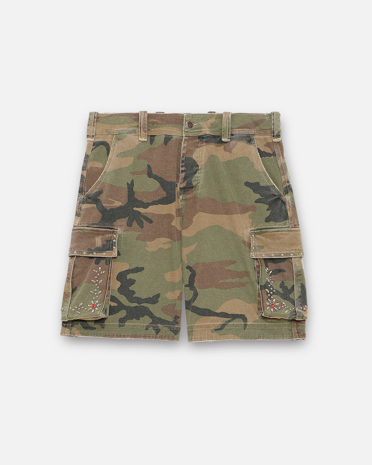 STUDDED MILITARY CARGO SHORTS - CAMO - 画像 (2)