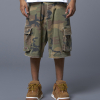 STUDDED MILITARY CARGO SHORTS - CAMO